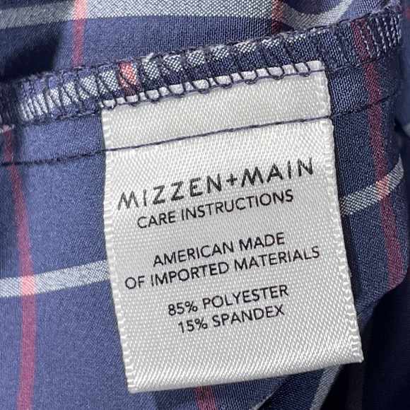 Mizzen+Main Leeward Collection Mens Large Trim Fit Button Down Shirt Blue Stripe - Picture 9 of 11